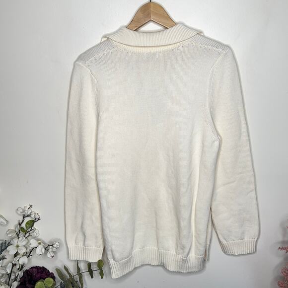LESET May Polo V Neck Sweater Off White Cream {K30} - Picture 8 of 11